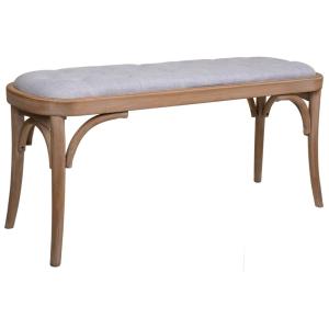 Banc en bois tapissé gris 110x37x47