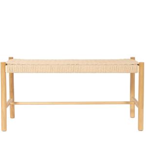 Banc en corde tressée et bois L90cm - Bois clair