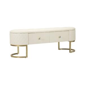 Banc en Cuir Synthétique Blanc 120x40x43h cm