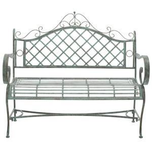 Banc en fer vert foncé antique
