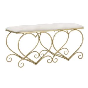 Banc en forme de coeurs en tissu beige 105x37,5x51,5  cm
