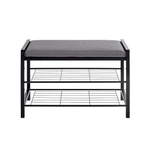 Banc en métal noir avec tissu gris - L75 cm