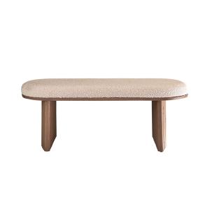 Banc en mindi massif finition noyer et tissu bouclette 120…