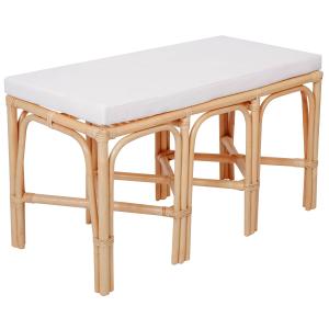 Banc en rotin naturel et tissu beige