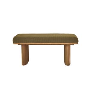Banc en teck massif et tissu velours cotelé vert 100 cm