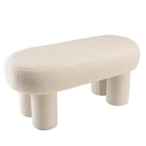 Banc en tissu bouclette blanc L105