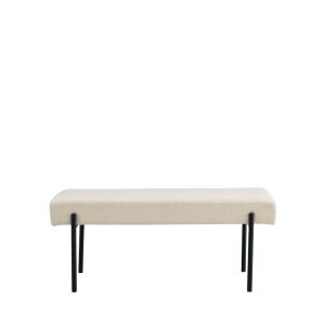 Banc en tissu bouclette et métal L100cm - Blanc