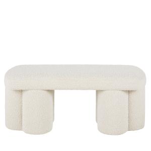 Banc en tissu effet laine bouclée blanche