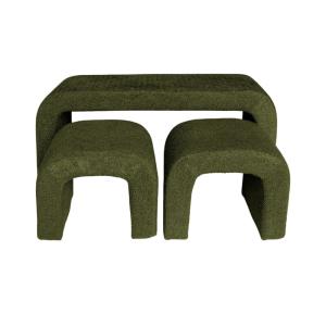 Banc et tabourets gigognes bouclette kaki