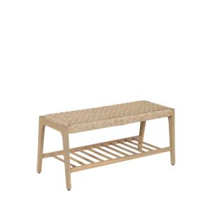 Banc int/ext en bois d'acacia et résine tressée L100cm - Bo…