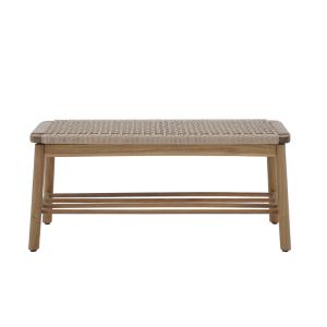 Banc intérieur et extérieur  en bois d'acacia et corde beig…