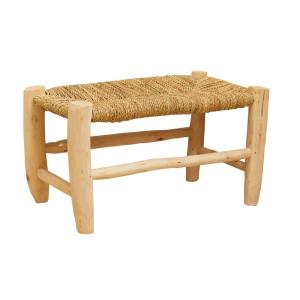 Banc marocain  tressage central bois naturel 30 x 60