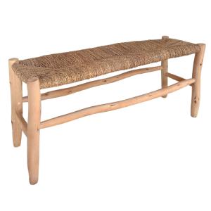 Banc marocain  tressage central bois naturel 35 x 100