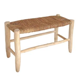 Banc marocain  tressage central bois naturel 35 x 80