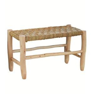 Banc marocain  tressage damier osier/bois naturel 35 x 80