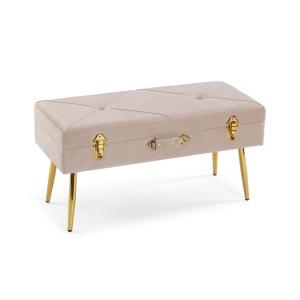Banc pied en métal et polyester beige