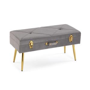 Banc pied en métal et polyester gris