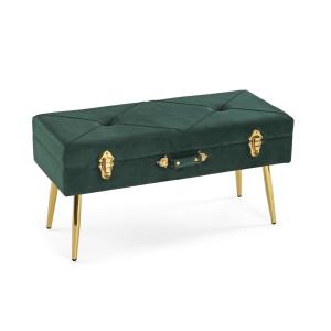 Banc pied en métal et polyester vert