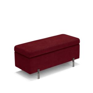 Banc rangement en tissu chenille bordeaux 110x45 cm