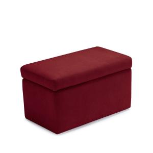 Banc rangement en tissu chenille bordeaux 80x40 cm