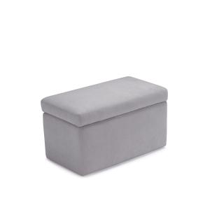 Banc rangement en tissu chenille gris clair 80x40 cm