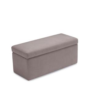 Banc rangement en tissu chenille gris tourterelle 110x45 cm