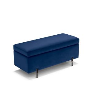 Banc rangement fabriqué en Italie en velours bleu 110x45 cm