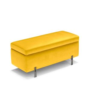 Banc rangement fabriqué en Italie en velours jaune 110x45 c…