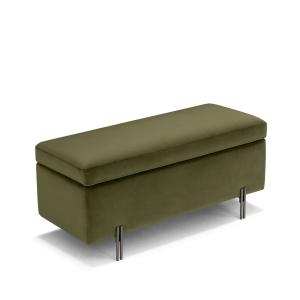 Banc rangement fabriqué en Italie en velours vert 110x45 cm