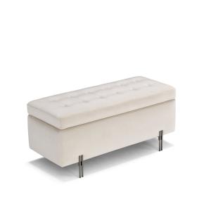 Banc rangement fabriqué en Italie matelassé en velours beig…