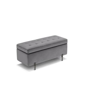 Banc rangement fabriqué en Italie matelassé en velours gris…