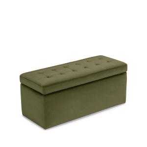 Banc rangement fabriqué en Italie matelassé en velours vert…