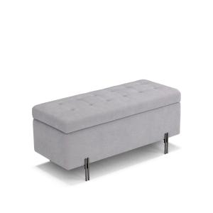 Banc rangement matelassé en tissu chenille crigio 110x45 cm