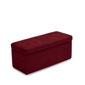 Banc rangement matelassée en tissu chenille bordeaux 110x45…