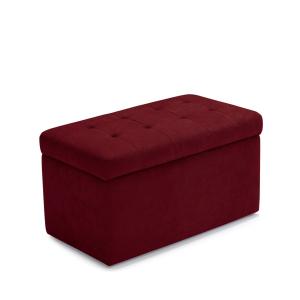 Banc rangement matelassée en tissu chenille bordeaux 80x40…