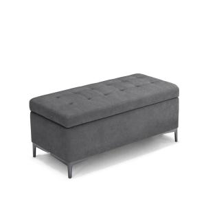 Banc rangement matelassée en tissu chenille gris foncé 110x…