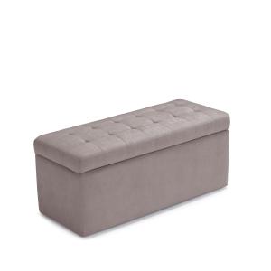 Banc rangement matelassée en tissu chenille gris tourterell…