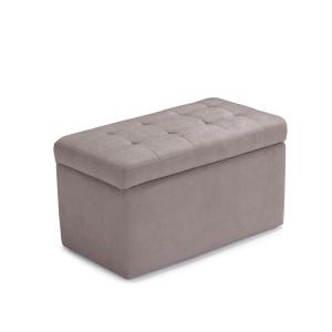 Banc rangement matelassée en tissu chenille gris tourterell…