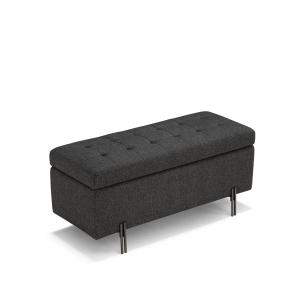 Banc rangement matelassée en tissu texturé anthracite 110x4…