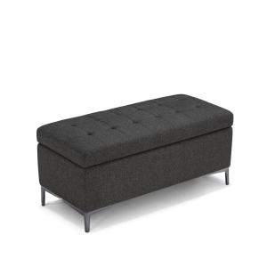 Banc rangement matelassée en tissu texturé anthracite 110x5…