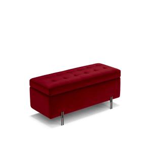 Banc rangement matelassée en velours bordeaux 110x45 cm