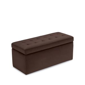 Banc rangement matelassée en velours marron 110x50 cm