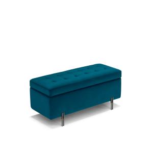 Banc rangement matelassée en velours pétrole 110x45 cm