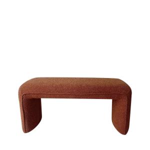 Banc rembourré en tissu bouclette L124cm - Rouille