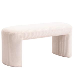 Banc style scandinave en velours côtelé beige