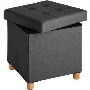 Banc Tabouret Coffre de rangement rembourré aspect Lin gris…