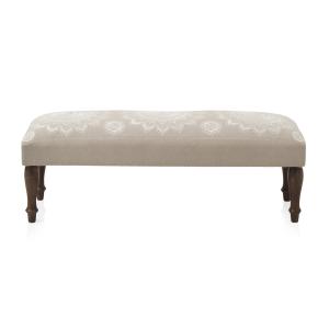 Banc tapissé beige avec pieds en bois