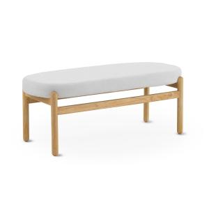 Banc tapissé en boucle blanche avec structure et pieds en p…