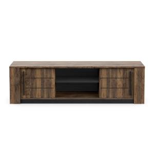 Banc TV 2 portes coulissantes L184,5 cm - Effet Bois foncé