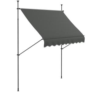 Banne autoportant auvent rétractable métal/polyester gris f…